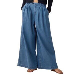 Gap + DOEN Jeans Wide Legs Pleated High Waist Ankle Length Medium Blue, size 6